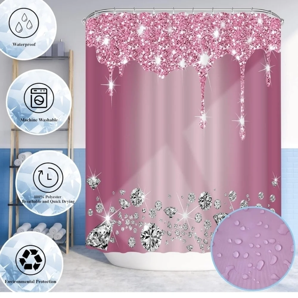 Glitter diamond shower curtain